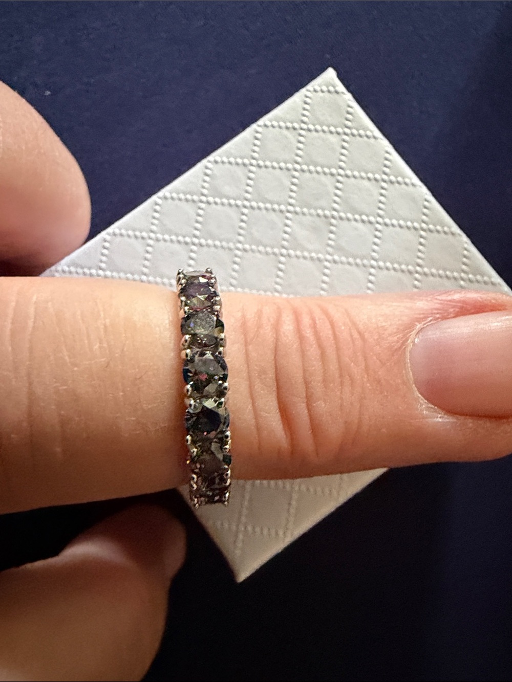 925 Sterling Silver Tone genuine mystic topaz Eternity Band - Women Jewelry